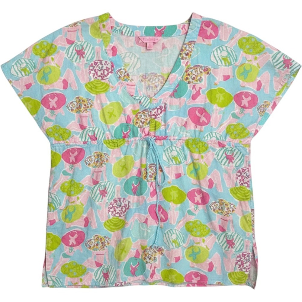 Lilly Pulitzer Josie Tunic Top featuring colorful Monokini print Size S Cotton